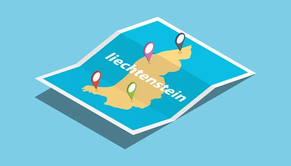 liechtenstein explore maps with isometric style and pin location tag on top vector illustration