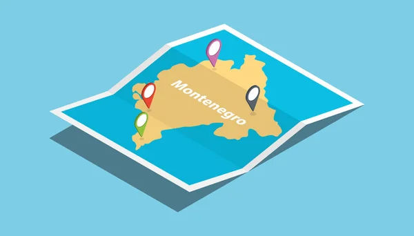 Montenegro Esplorare Nazione Paese Mappe Con Stile Isometrico Pin Posizione — Vettoriale Stock