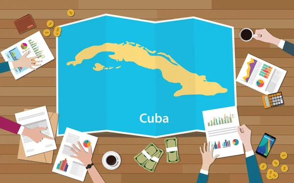Küba ekonomi ülke büyüme ulus takım tartışmak top vektör çizim den katlama haritalar manzaralı