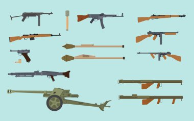 Dünya Savaşı 2 silah koleksiyonu Almanca ve vektör grafik koleksiyonlar ABD Amerika