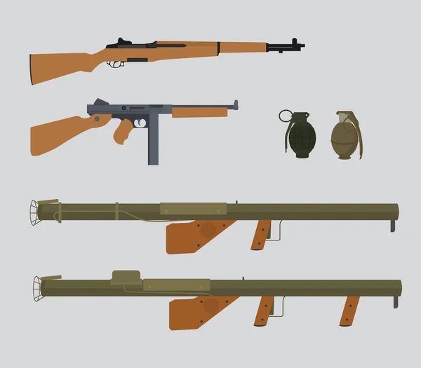 America Estados Unidos Guerra Mundial Pistola Coleção Vetor Ilustração —  Vetores de Stock