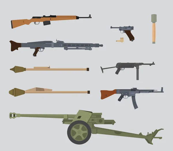 Illustration Vectorielle Allemande Ww2 Gun Collection — Image vectorielle