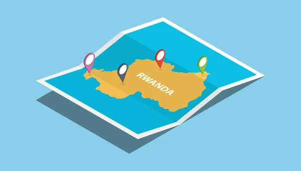 rwanda africa explore maps with isometric style and pin location tag on top vector illustration