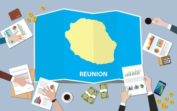 Reunion Afrika Ekonomi Ülke Büyüme Ulus Takım Tartışmak Top Vektör — Stok Vektör