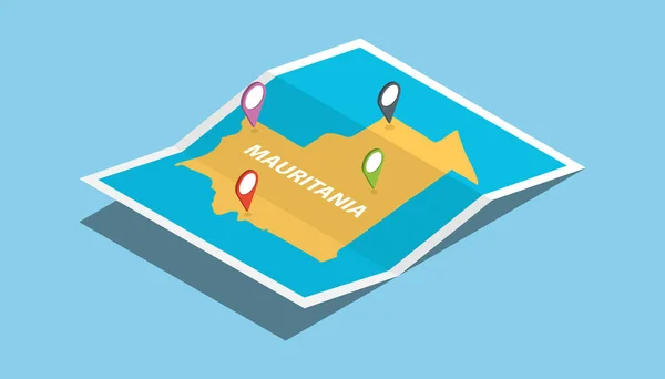 mauritania africa explore maps with isometric style and pin location tag on top vector illustration