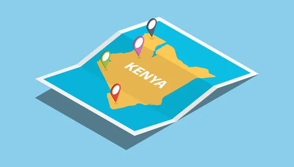 kenya africa explore maps with isometric style and pin location tag on top vector illustration