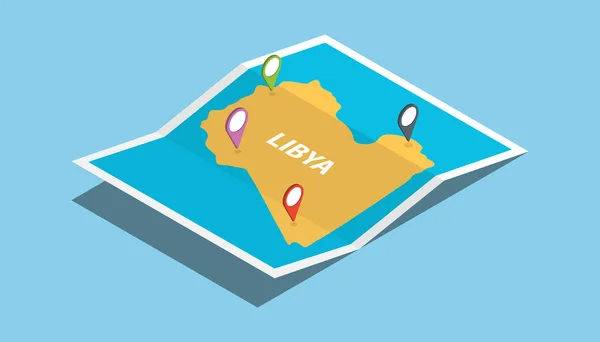 libya africa explore maps with isometric style and pin location tag on top vector illustration