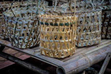 pasar jati minggon batang merkezi java alınan geleneksel sepet el yapımı fotoğraf