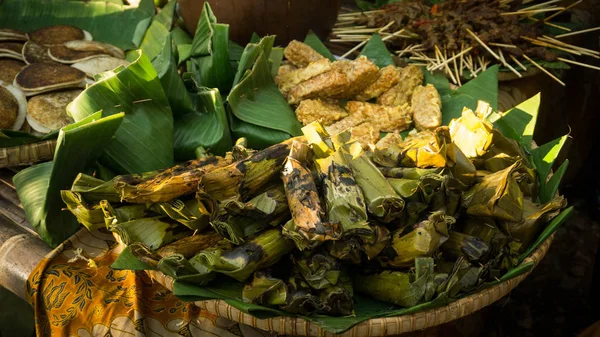 Nasi Bakar Hagyományos Élelmiszerek Indonézia Közép Jáva — Stock Fotó