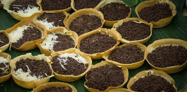 Chocolate Topping Pastel Cacerola Tradicional Indonesia — Foto de Stock