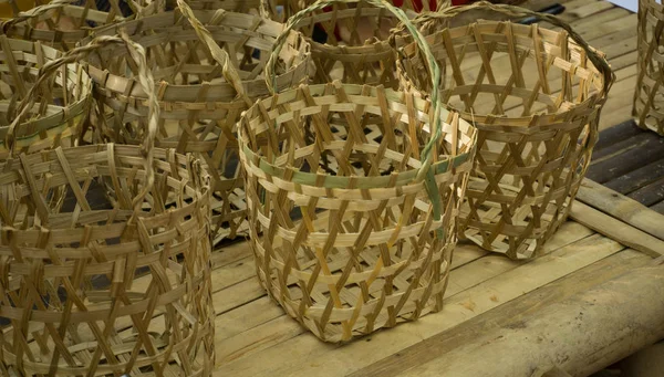 Collezione Bambo Basket Cima Tavolo Bambù Indonesia Centrale Java — Foto Stock