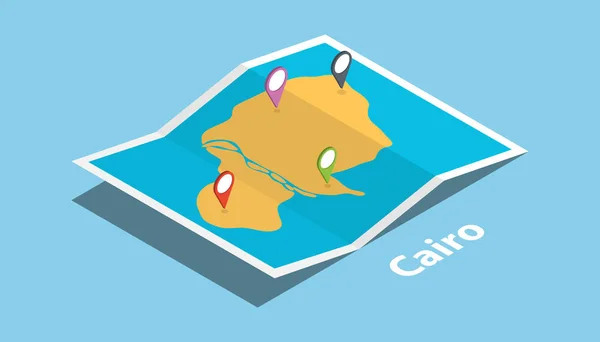 cairo egypt explore maps location with folded map and pin location maker destination in isometric style vector illustration