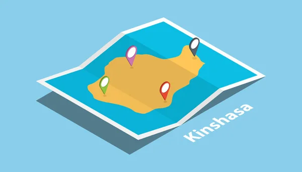 explore kinshasa congo maps with isometric style and pin location tag on top vector illustration
