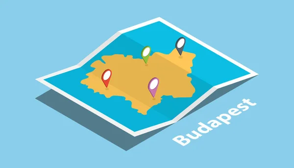 bucharest explore maps with isometric style and pin location tag on top vector illustration