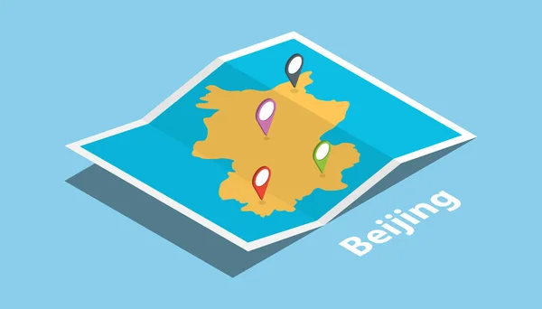 beijing china explore maps with isometric style and pin location tag on top vector illustration