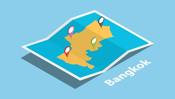 bangkok thailand explore maps with isometric style and pin location tag on top vector illustration