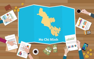 ho chi minh vietnam şehir bölge ekonomisi büyüme ekibi ile görüşmek katlama haritalar görünümünden top vektör çizim üzerinde