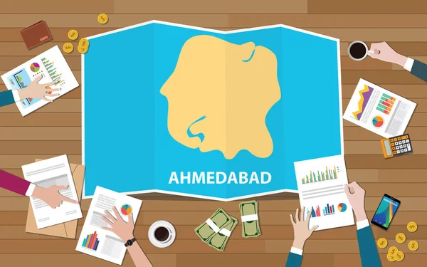 Ahmedabad India Ciudad Región Economía Crecimiento Con Equipo Discutir Plegable — Archivo Imágenes Vectoriales