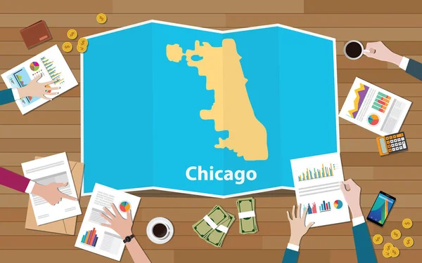 시카고 아메리카 합중국 지역의 성장을 지도에서 최고의 일러스트 — 스톡 벡터