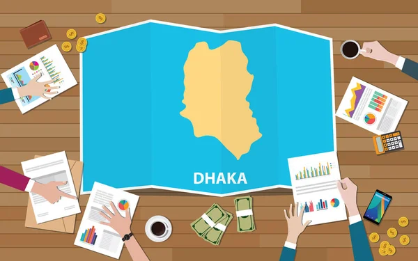 Dhaka Dacca Bangladesh Pertumbuhan Ekonomi Wilayah Kota Dengan Tim Mendiskusikan - Stok Vektor