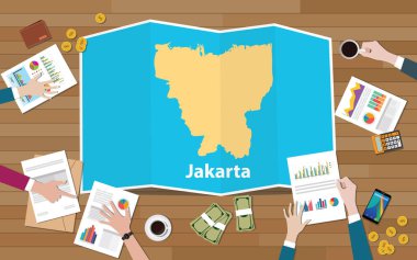 Başkent Bölgesi ekonomisi büyüme ekibi ile görüşmek kat jakarta Endonezya top vektör çizim görünümünden haritalar