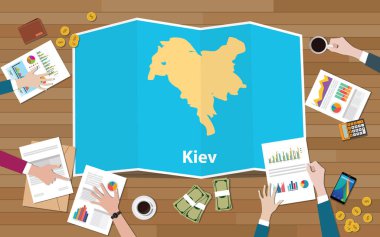 top vektör çizim görünümünden Başkent Bölgesi ekonomisi büyüme ekibi ile görüşmek kat kiev Ukrayna haritaları