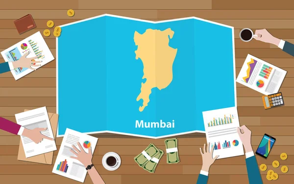 Mumbai Bombay India Ciudad Región Economía Crecimiento Con Equipo Discutir — Archivo Imágenes Vectoriales