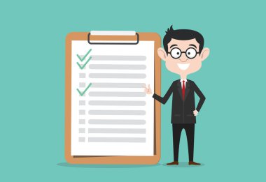 Denetim listesi iş adamı Pano ve kontrol listesi vektör çizim ile