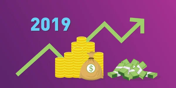 2019 Meta Financiamento Financeiro Empresa Ano Novo Com Dinheiro Dinheiro —  Vetores de Stock