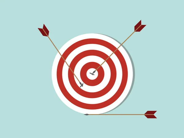 dart goals target business concept icon with arrow spread on target and off target with flat style - vector illustration