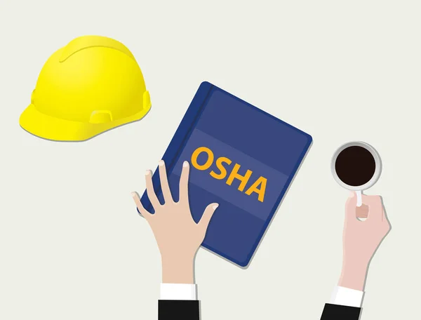 Osha Administration Sécurité Santé Travail Avec Papier Document Café Main — Image vectorielle