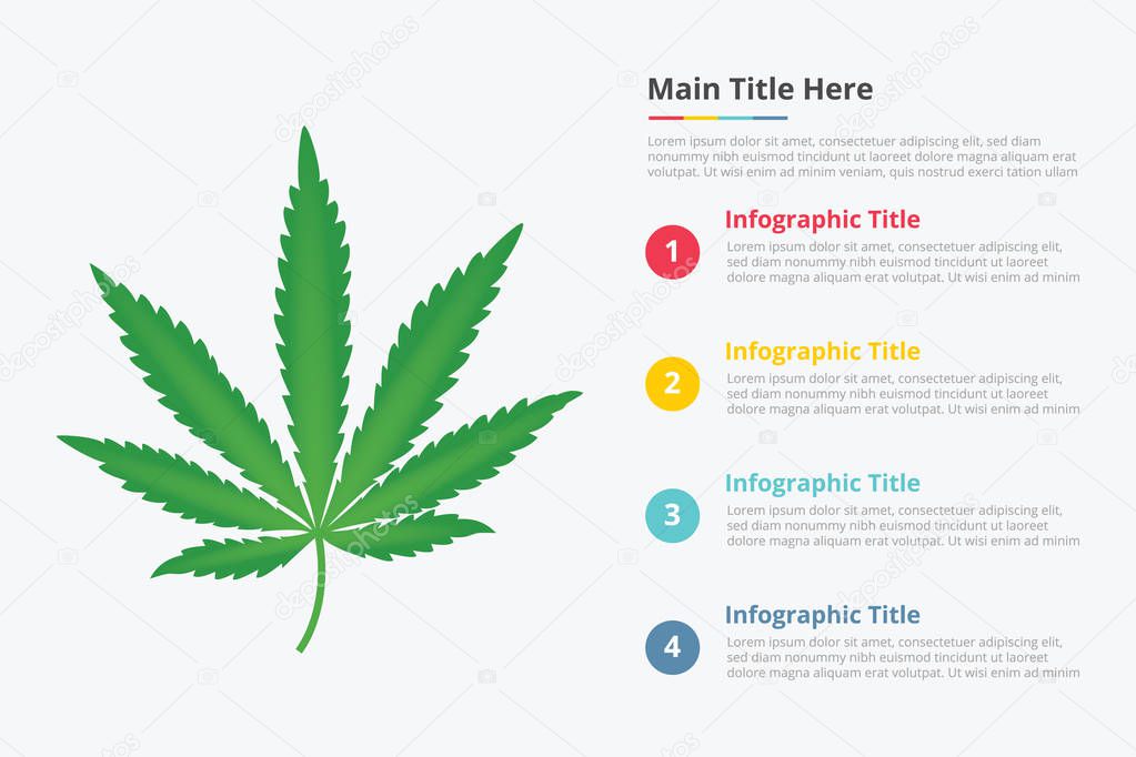 marijuana leaf infographic with some point title description for information template - vector illustration