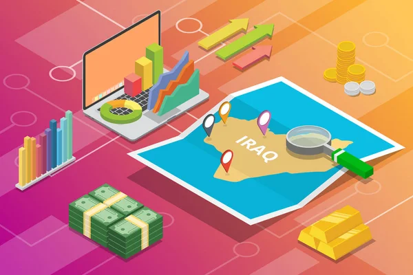 Iraq país em crescimento da economia empresarial com condição de mapa e finanças - ilustração vetorial —  Vetores de Stock