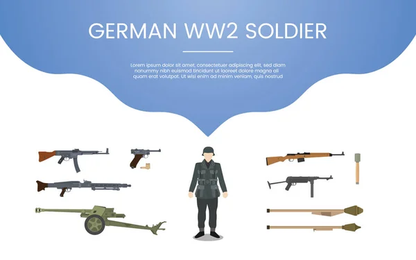 Német WW2 Soldier Army koncepció témája a sablon banner vagy leszállás infographics-vektor — Stock Vector