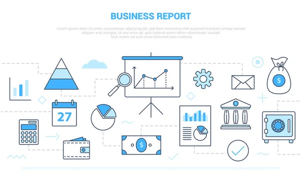 Affärs Rapport Koncept Med Olika Ikonen Linje Som Diagram Och — Stock vektor