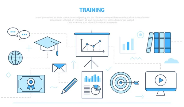 Training concept onderwijs campagne voor website homepage template landing page banner met overzicht pictogram stijl — Stockvector