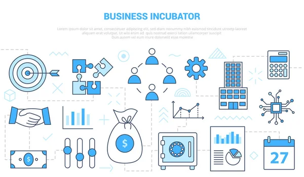 Concept d'incubateur d'entreprise avec icône ensemble bannière modèle avec style de couleur bleu moderne — Image vectorielle