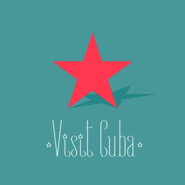 Küba kırmızı yıldız vektör çizimi. Komünizm sembolü ile Küba 'ya seyahat tasarımı