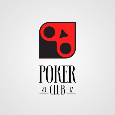 Poker, kumarhane vektör logosu, imza. Poker kulübü için kart takımları ile standart olmayan tasarım ögesi