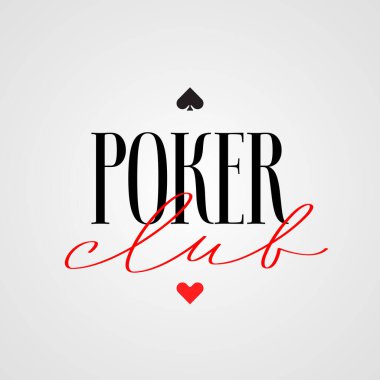 Poker kulübü, kumarhane vektör logosu, amblem. Poker turnuvası afişi için kart takımlı şablon tasarımı