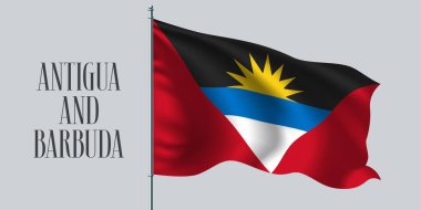 Antigua ve Barbuda bayrak sallıyorlar. Antigua ve Barbuda ülkesinin sembolü olarak dalgalı gerçekçi bayrağın üçlü çizgileri