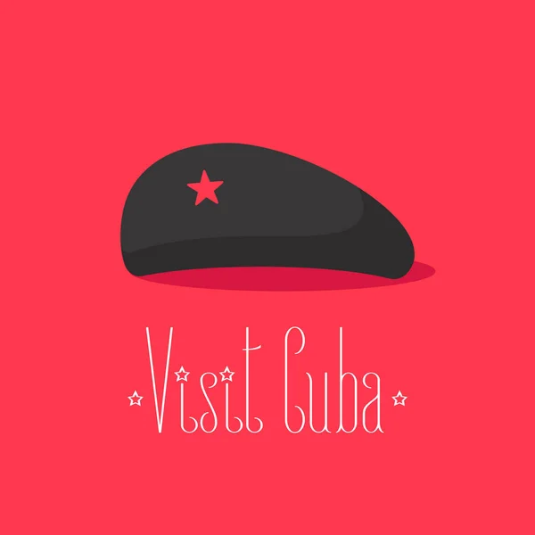 Chapeau Noir Che Guevara Illustration Vectorielle Cubaine Élément Design Pour — Image vectorielle