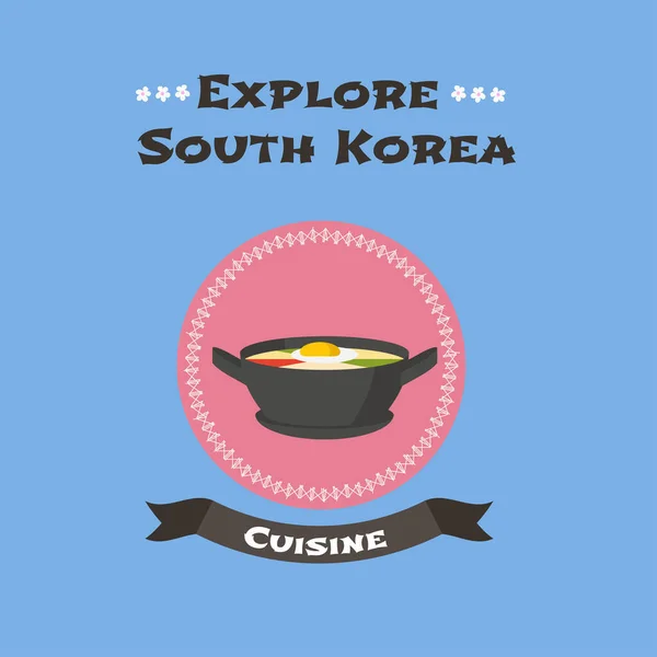 Koreai Hagyományos Étel Bibimbap Vektor Illusztráció Utazás Dél Korea Koncepció — Stock Vector
