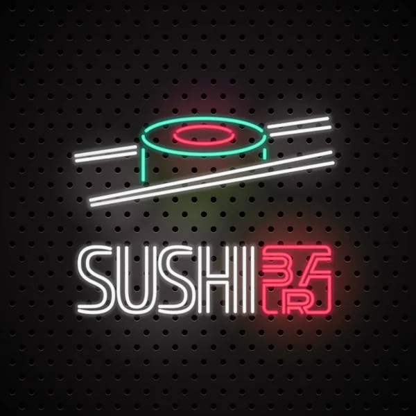 Sushi Sushi Usługi Dostawy Neon Znak Jako Logo Lub Godło — Wektor stockowy