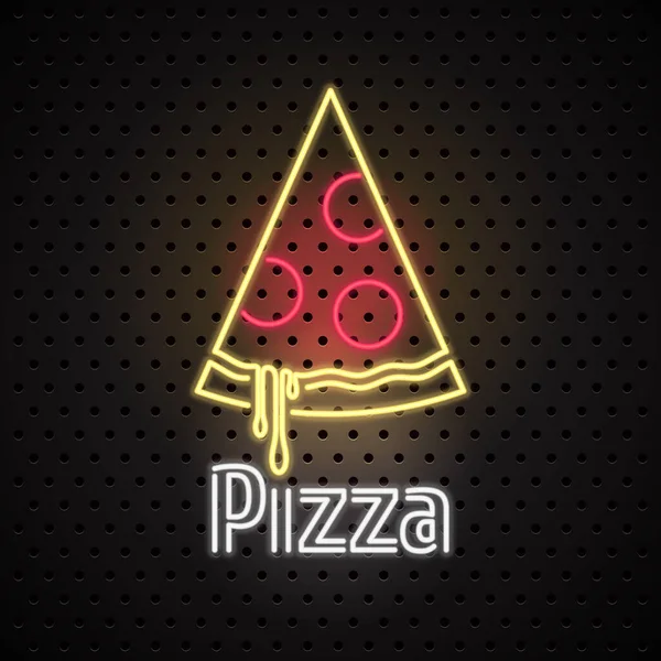Пицца Доставка Пиццы Неоновая Вывеска Векторного Логотипа Икона Элемент Дизайна — стоковый вектор