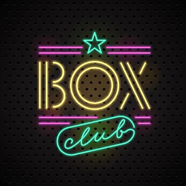 Sinal Néon Para Boxe Logotipo Vetor Clube Ícone Elemento Design — Vetor de Stock