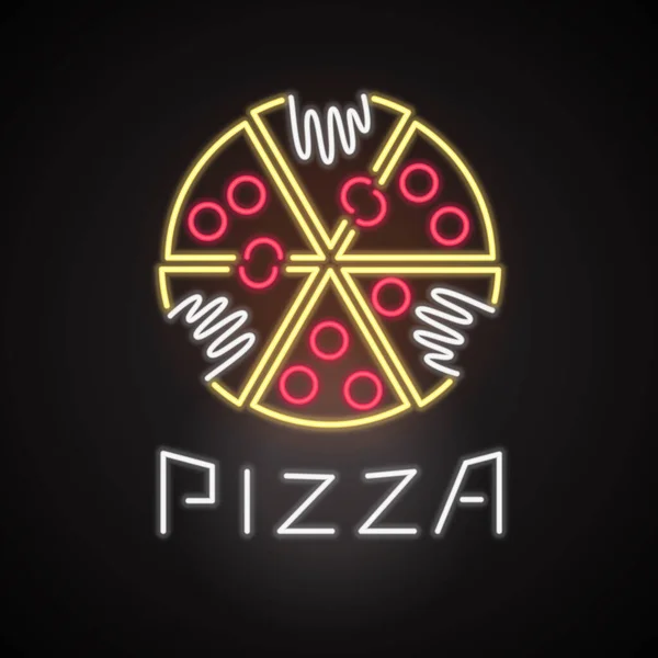 Λογότυπο Διάνυσμα Στοιχείο Σχεδιασμού Για Πίτσα Πίτσα Παράδοση Νέον Φώτα — Διανυσματικό Αρχείο
