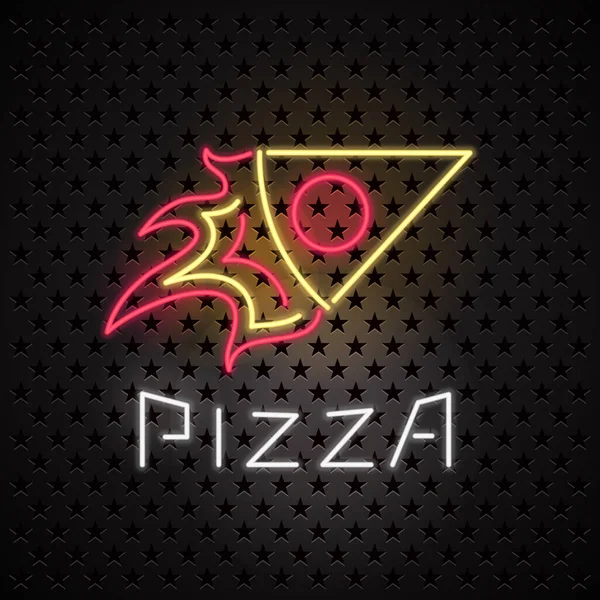 Neonowy Znak Logo Wektora Włoskiej Pizzy Godło Projekt Szablonu Neonami — Wektor stockowy
