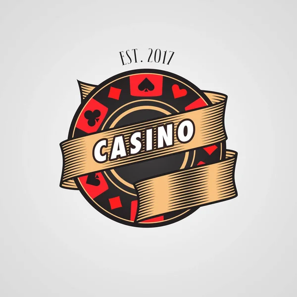 ポーカー カジノベクトルロゴ シンボル カジノチップとカードスーツのデザイン要素 — ストックベクタ