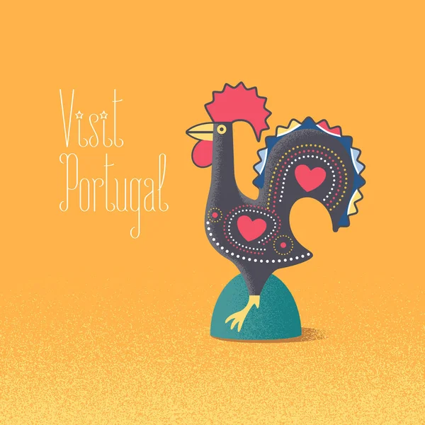 Símbolo Português Ilustração Vetorial Galo Barcelos Visite Portugal Elemento Design —  Vetores de Stock